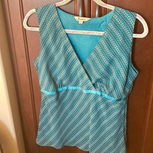 Jessica Sleeveless Teal and Grey Top Size S